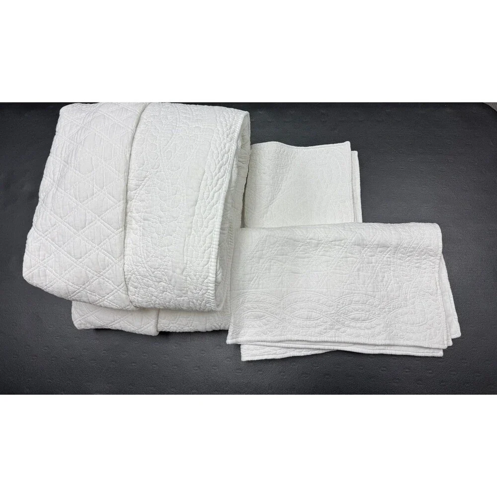 Levtex Home 3PC King Ballou White Cotton Quilt Set